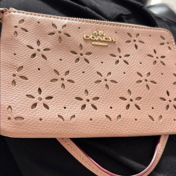 Coach Pink Floral Cutout Wristlet - Picture 6 of 6